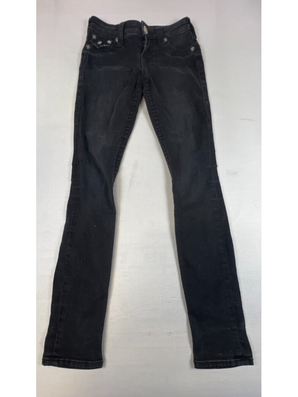 True Religion Women 23 Black Section Super Skinny Rhinestone Embellished Jean